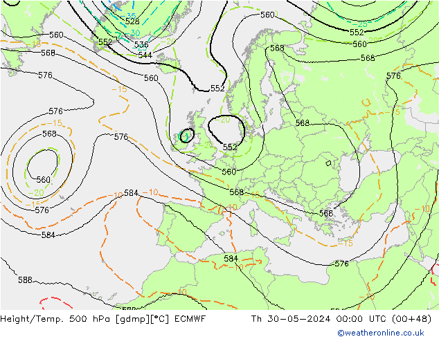 Géop./Temp. 500 hPa ECMWF jeu 30.05.2024 00 UTC