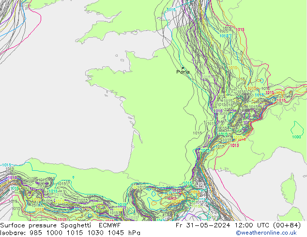 ciśnienie Spaghetti ECMWF pt. 31.05.2024 12 UTC