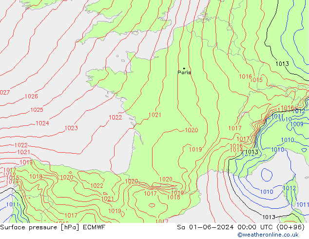 приземное давление ECMWF сб 01.06.2024 00 UTC