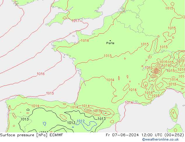 ciśnienie ECMWF pt. 07.06.2024 12 UTC