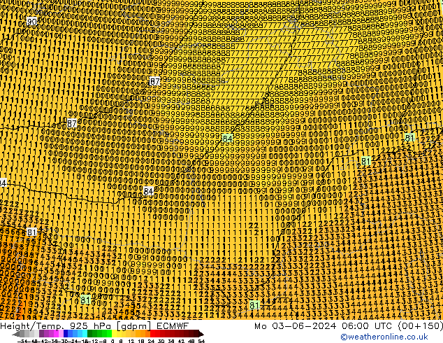 Height/Temp. 925 hPa ECMWF lun 03.06.2024 06 UTC