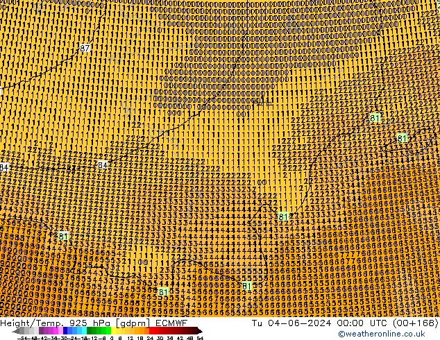 Hoogte/Temp. 925 hPa ECMWF di 04.06.2024 00 UTC