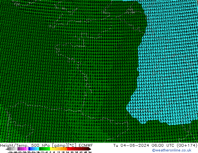 Height/Temp. 500 гПа ECMWF вт 04.06.2024 06 UTC