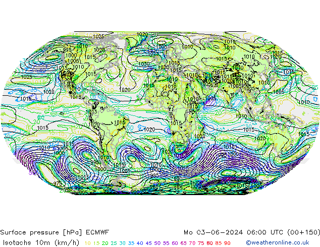 Isotachs (kph) ECMWF Seg 03.06.2024 06 UTC