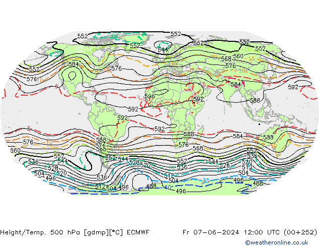 Yükseklik/Sıc. 500 hPa ECMWF Cu 07.06.2024 12 UTC