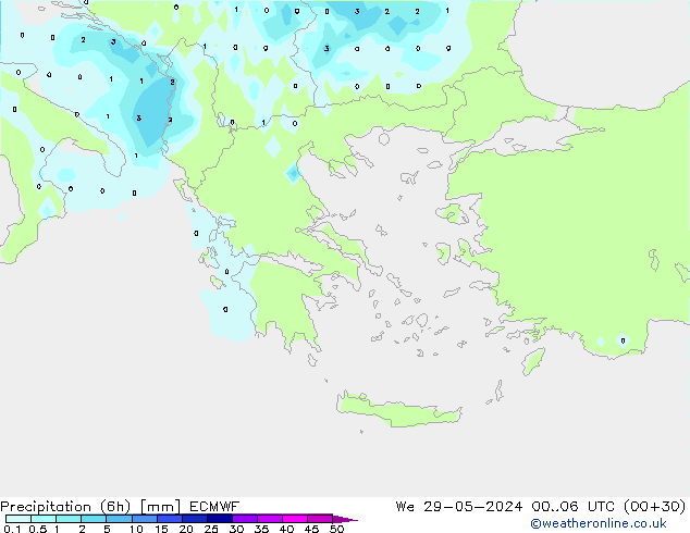 Yağış (6h) ECMWF Çar 29.05.2024 06 UTC