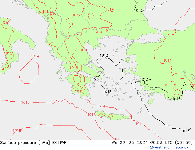 Bodendruck ECMWF Mi 29.05.2024 06 UTC