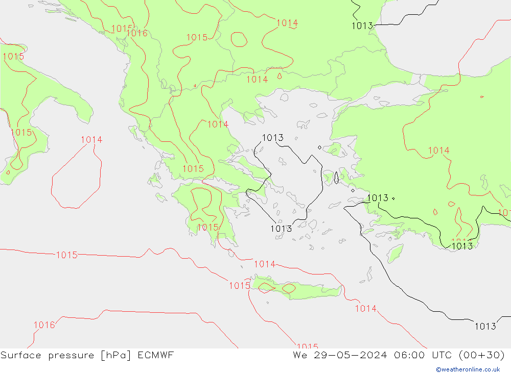 Yer basıncı ECMWF Çar 29.05.2024 06 UTC