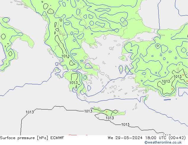 Surface pressure ECMWF We 29.05.2024 18 UTC