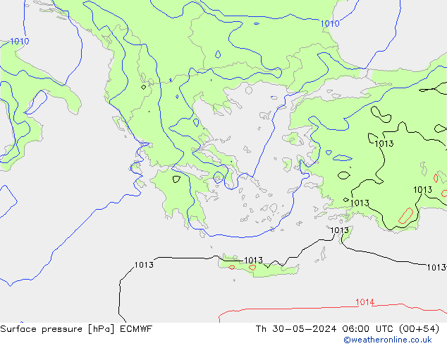 pressão do solo ECMWF Qui 30.05.2024 06 UTC