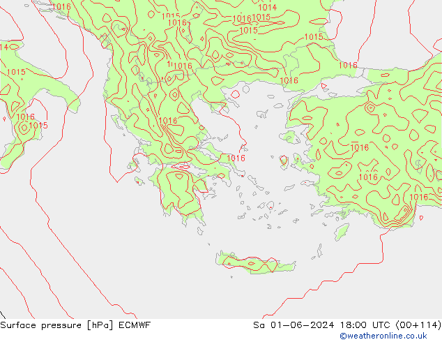 Surface pressure ECMWF Sa 01.06.2024 18 UTC