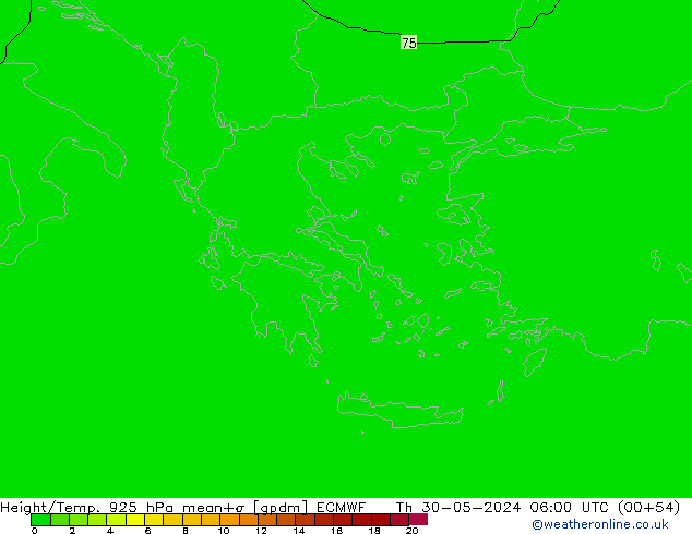 Height/Temp. 925 hPa ECMWF Qui 30.05.2024 06 UTC