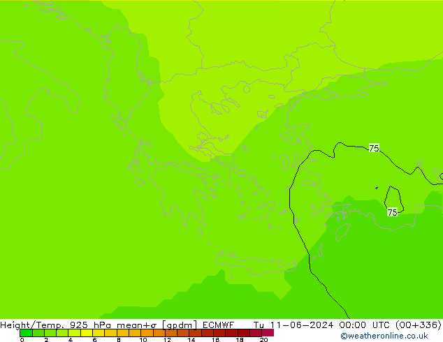 Yükseklik/Sıc. 925 hPa ECMWF Sa 11.06.2024 00 UTC