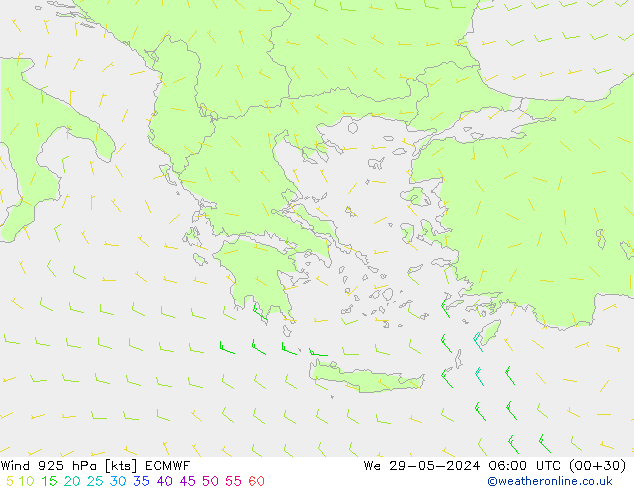 Vento 925 hPa ECMWF Qua 29.05.2024 06 UTC