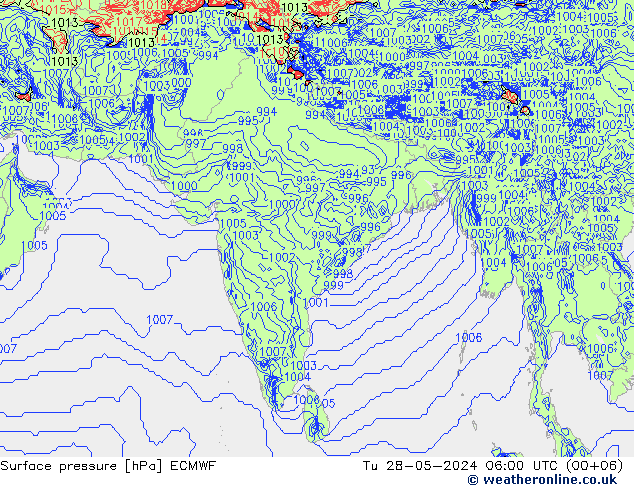 Pressione al suolo ECMWF mar 28.05.2024 06 UTC