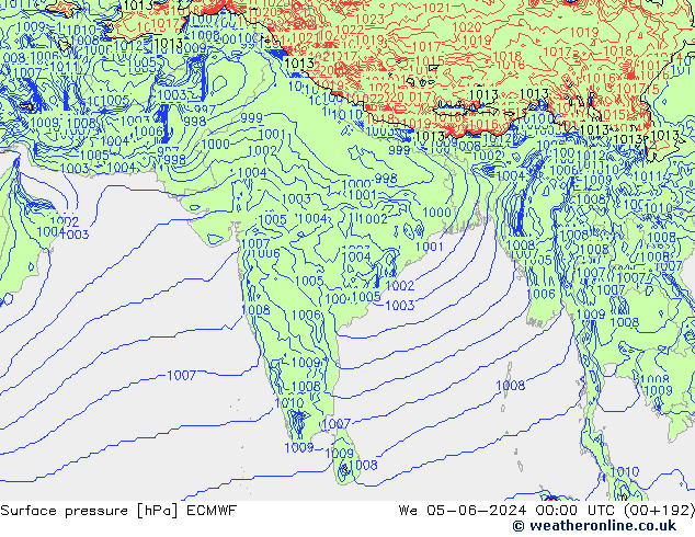 pressão do solo ECMWF Qua 05.06.2024 00 UTC