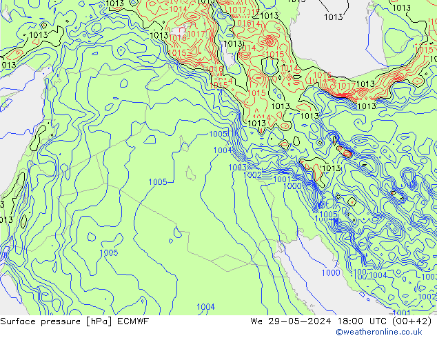 Atmosférický tlak ECMWF St 29.05.2024 18 UTC