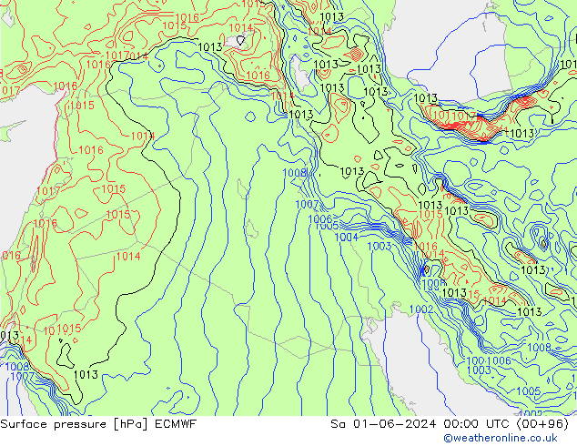 Luchtdruk (Grond) ECMWF za 01.06.2024 00 UTC