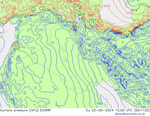 pressão do solo ECMWF Dom 02.06.2024 12 UTC