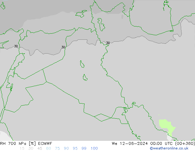 RH 700 hPa ECMWF Qua 12.06.2024 00 UTC