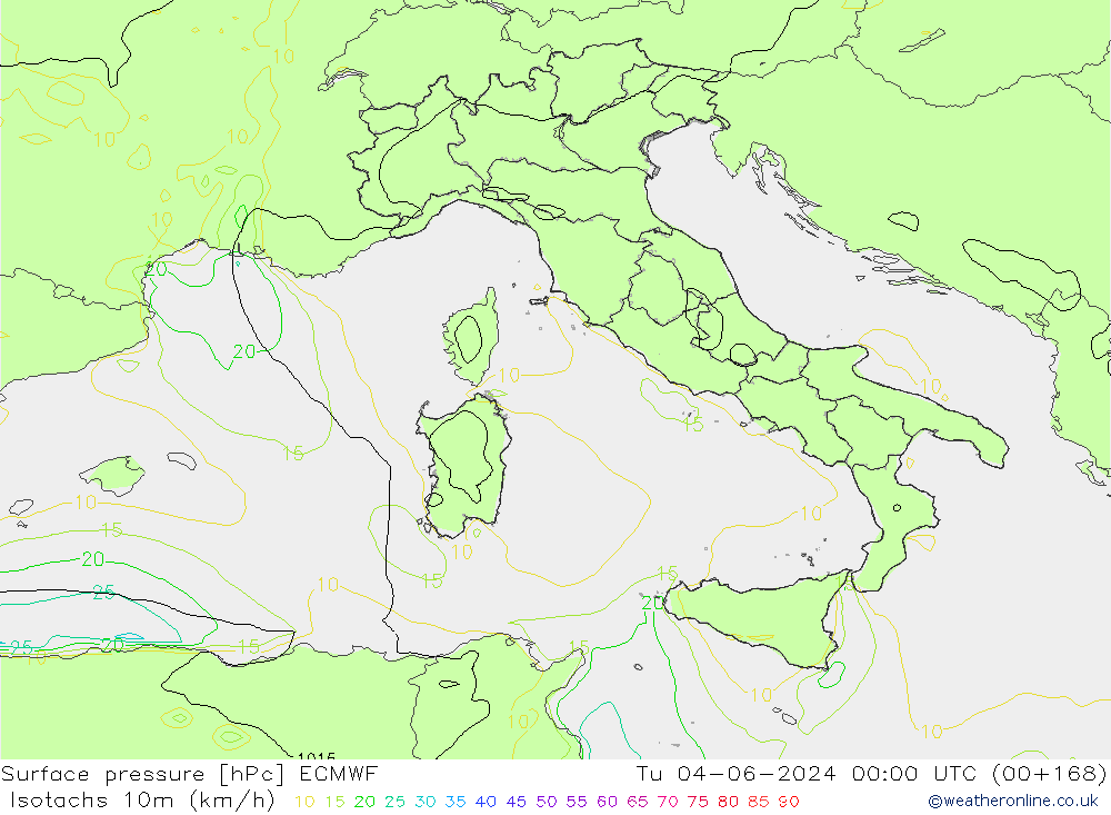 Isotachs (kph) ECMWF Ter 04.06.2024 00 UTC