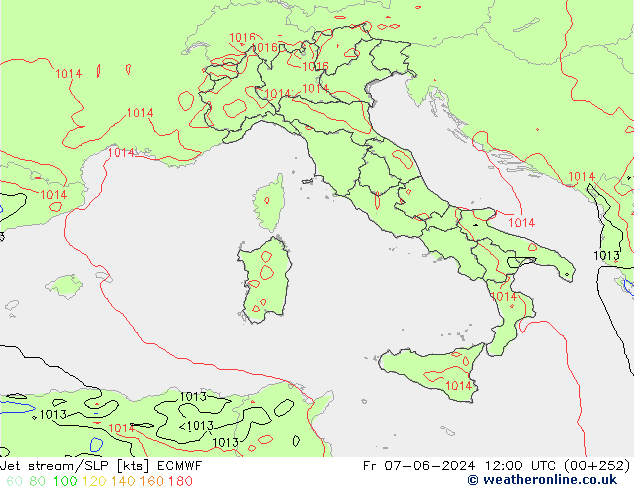 Straalstroom/SLP ECMWF vr 07.06.2024 12 UTC