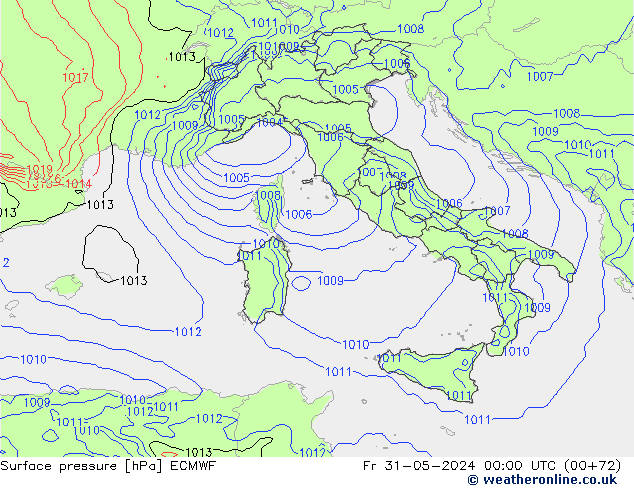 Surface pressure ECMWF Fr 31.05.2024 00 UTC