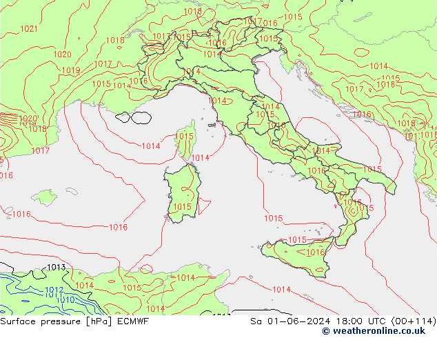 Surface pressure ECMWF Sa 01.06.2024 18 UTC