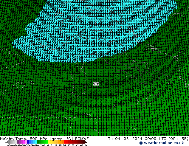 Height/Temp. 500 hPa ECMWF Ter 04.06.2024 00 UTC