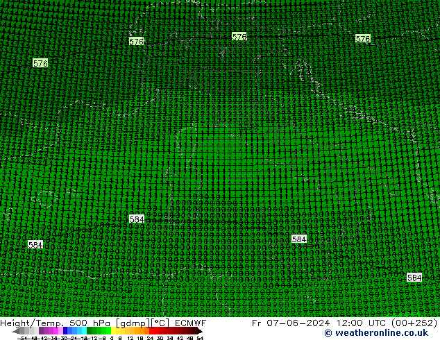 Height/Temp. 500 hPa ECMWF Fr 07.06.2024 12 UTC