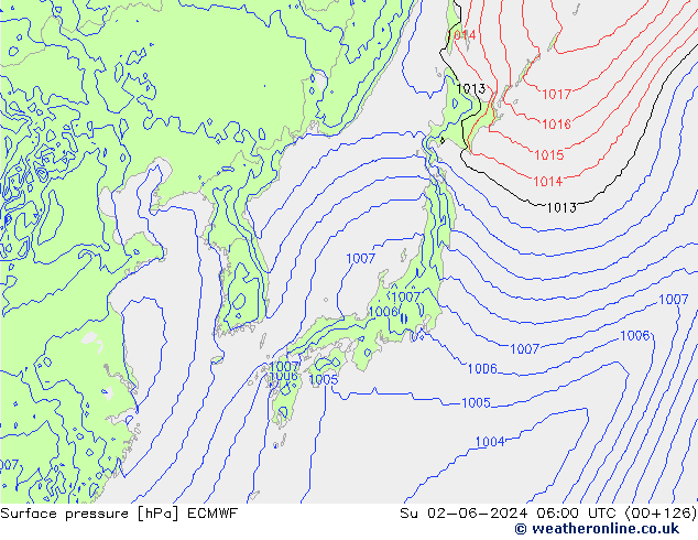 Yer basıncı ECMWF Paz 02.06.2024 06 UTC