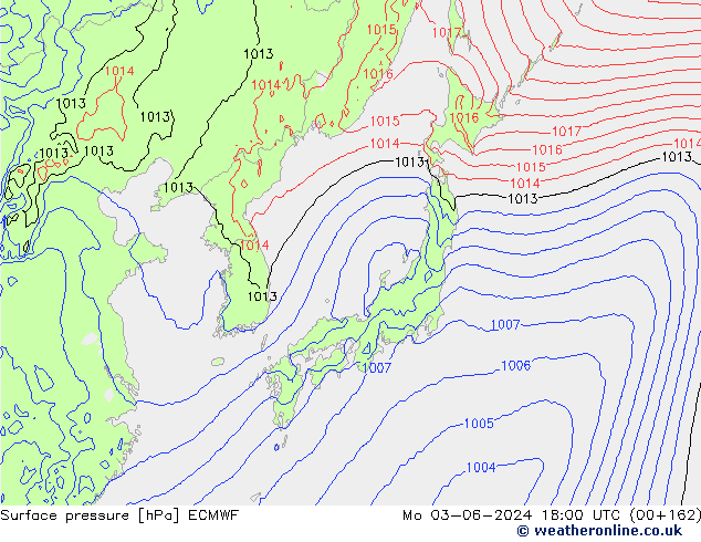 Surface pressure ECMWF Mo 03.06.2024 18 UTC