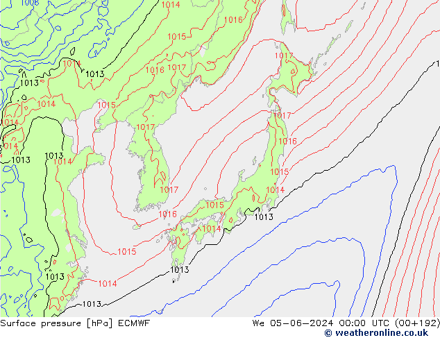 pression de l'air ECMWF mer 05.06.2024 00 UTC