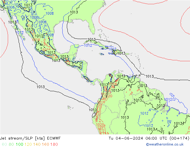 Jet stream/SLP ECMWF Tu 04.06.2024 06 UTC