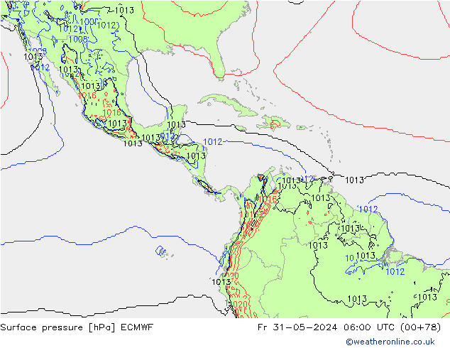 pressão do solo ECMWF Sex 31.05.2024 06 UTC