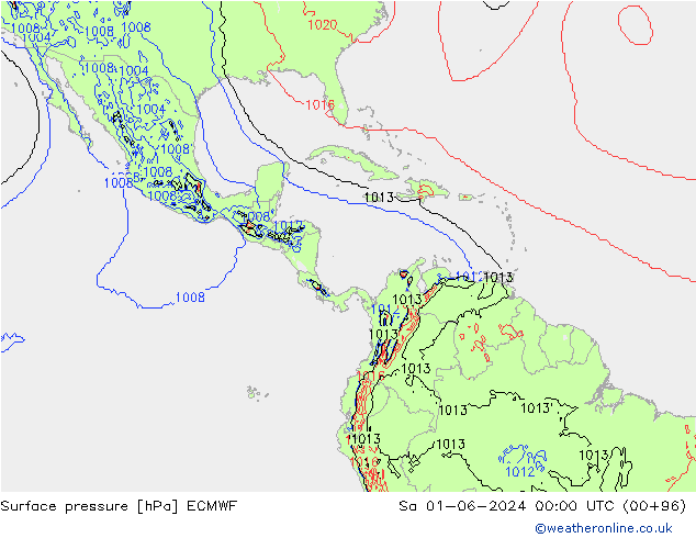 Surface pressure ECMWF Sa 01.06.2024 00 UTC