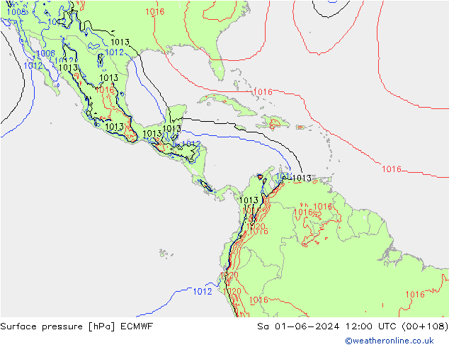 Pressione al suolo ECMWF sab 01.06.2024 12 UTC