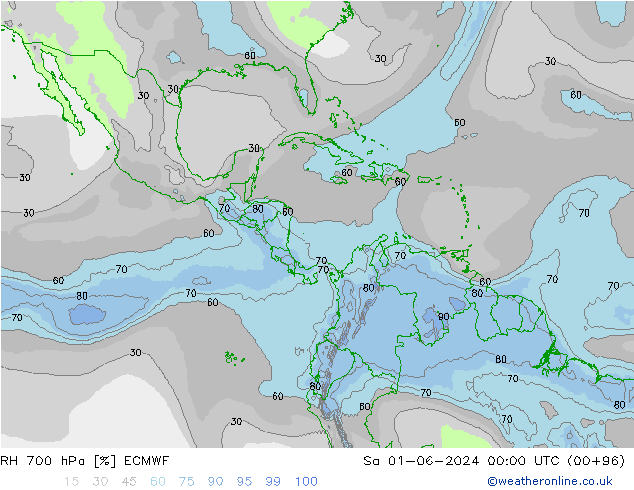 RH 700 hPa ECMWF So 01.06.2024 00 UTC