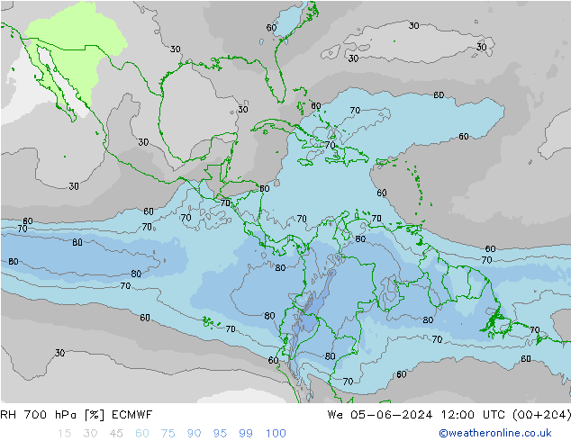 RH 700 hPa ECMWF St 05.06.2024 12 UTC