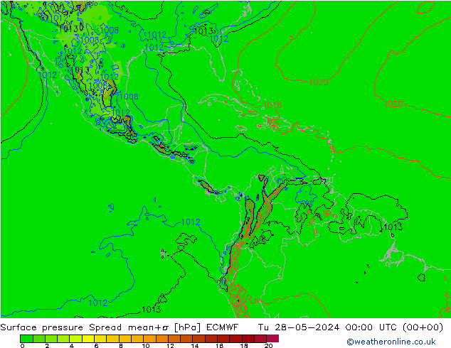 pressão do solo Spread ECMWF Ter 28.05.2024 00 UTC