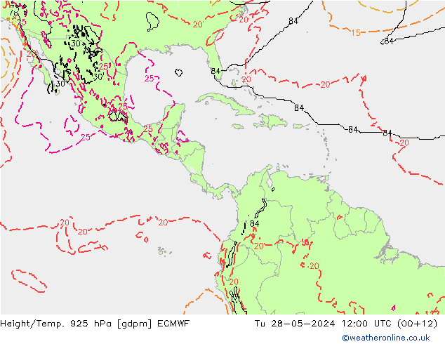 Height/Temp. 925 гПа ECMWF вт 28.05.2024 12 UTC