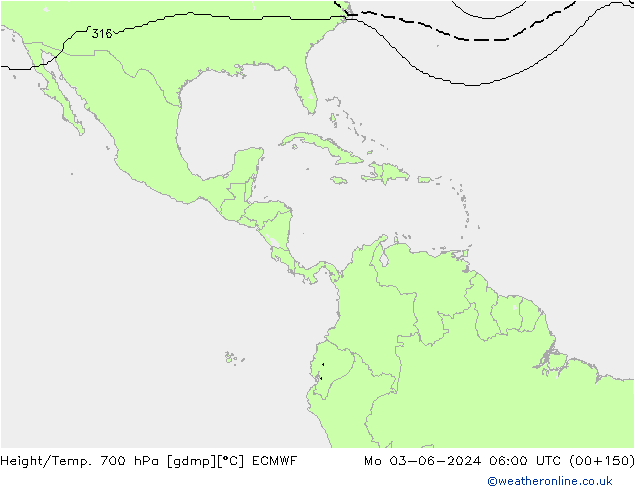 Height/Temp. 700 гПа ECMWF пн 03.06.2024 06 UTC