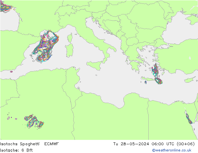 Isotachs Spaghetti ECMWF mar 28.05.2024 06 UTC