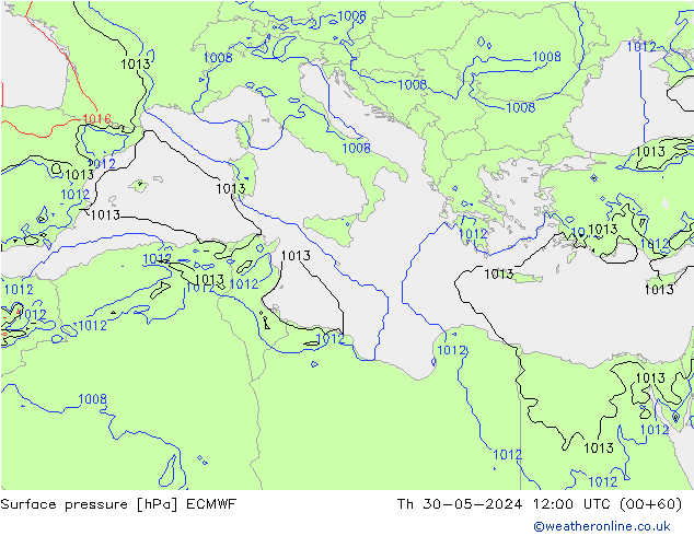 Surface pressure ECMWF Th 30.05.2024 12 UTC