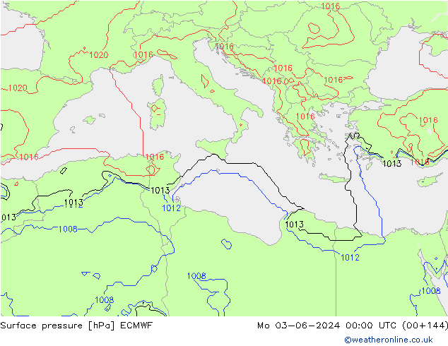 Surface pressure ECMWF Mo 03.06.2024 00 UTC