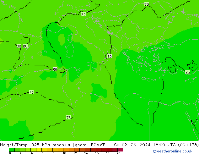 Géop./Temp. 925 hPa ECMWF dim 02.06.2024 18 UTC