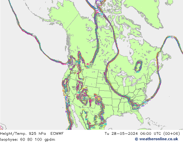 Height/Temp. 925 hPa ECMWF Tu 28.05.2024 06 UTC