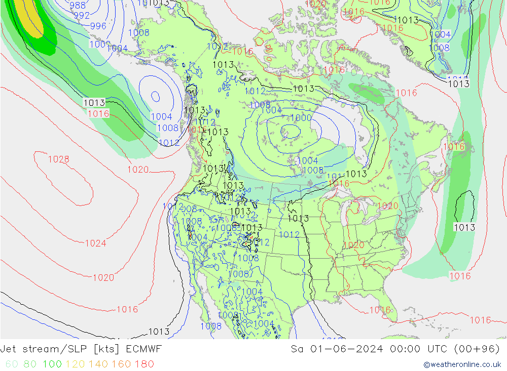 Jet stream/SLP ECMWF So 01.06.2024 00 UTC