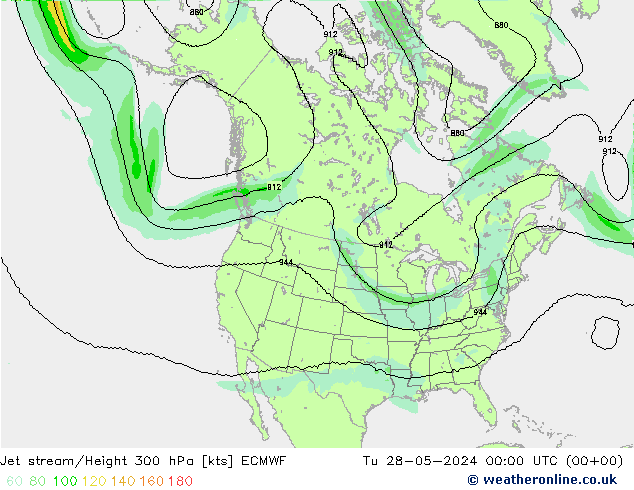 Straalstroom ECMWF di 28.05.2024 00 UTC