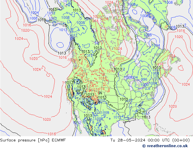 地面气压 ECMWF 星期二 28.05.2024 00 UTC